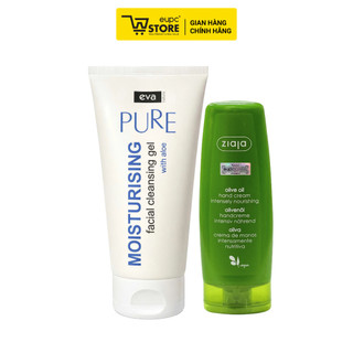 Combo Kem Dưỡng Da Tay Và Móng Ô Liu Ziaja 80ml Và Gel Rửa Mặt Eva Natura Cho Mọi Loại Da 150ml