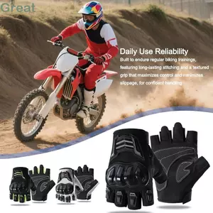 GREAT 1 Đôi Găng Tay Xe Máy, Găng Tay Đi Xe Đạp Chống Trơn Trượt Thoáng Khí, Găng Tay Lái Xe Nửa Ngón Tay Có Thể Điều Chỉnh Cho Nam Nữ
