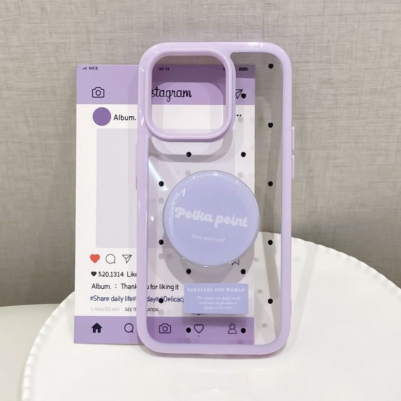 Thích hợp cho Apple 16 / 17Promax Stand Phone Case iPhone12 / 13 / 14 / 15 Vỏ bảo vệ chấm bi phong cách Hàn Quốc