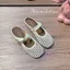 Sục lưới nữ đế bệt mũi tròn quai ngang phối khuy vàng [Sẵn Hàng].