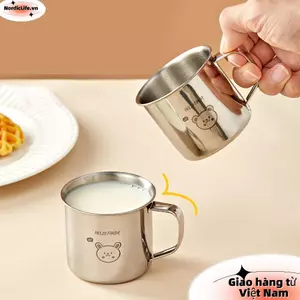 Cốc sữa trà NORDICLIFE, có tay cầm Cốc nước dã ngoại ngoài trời dành cho trẻ em, Cốc sữa trẻ em bền bằng thép không gỉ 304 chống rơi