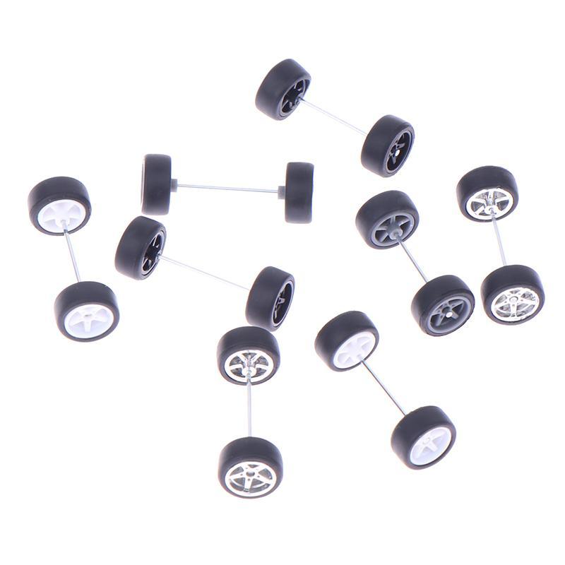 Newsmallbrains 1 Bộ DIY Racing 1: 64 Bánh Xe Ô Tô Cho Lốp Cao Su Có Trục Bánh Xe Mô Hình Sửa Đổi Một Phần NSB
