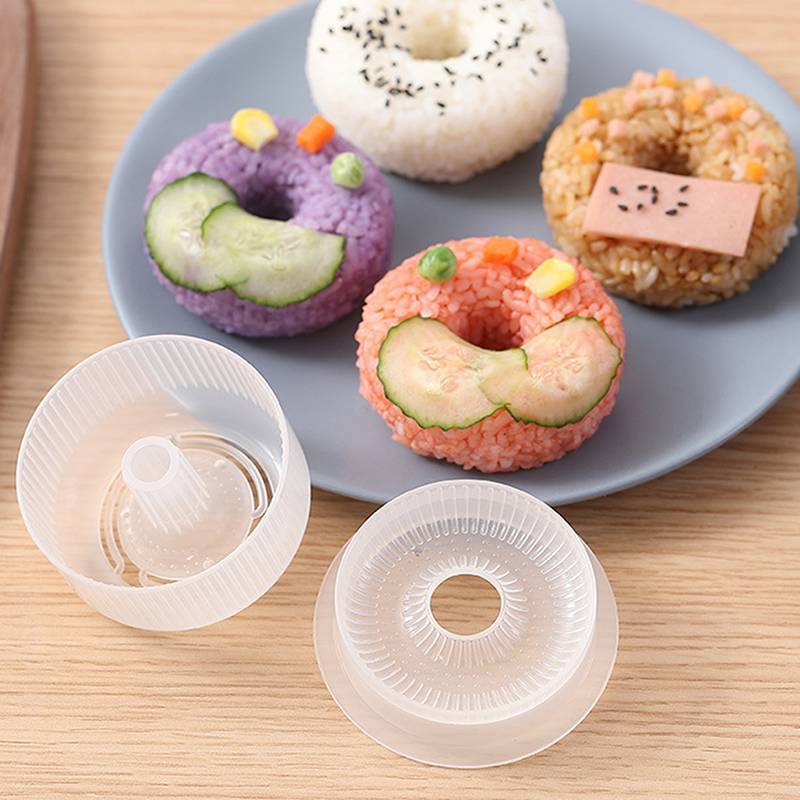 Newsmallbrains Mùa Đi Học Donut Tròn Cơm Bóng Khuôn Chống Dính Máy Làm Sushi DIY Dễ Dàng Cơm Bóng Báo Chí Khuôn Trẻ Em Bé Bento Bộ Nhà Bếp NSB