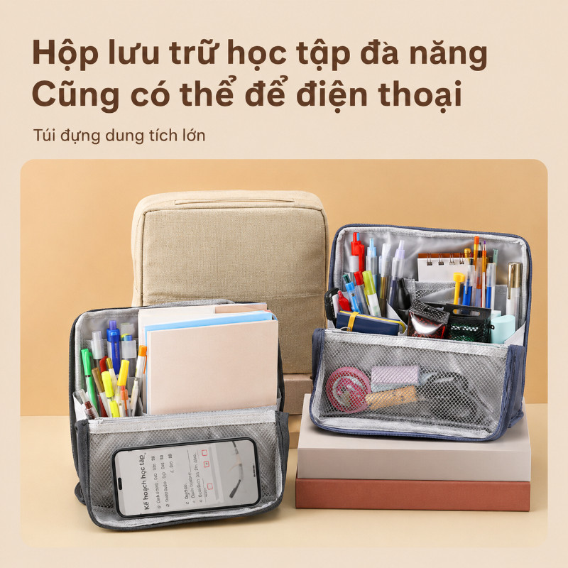 Túi Trang Điểm Đa Năng Cao Cấp - Thiết Kế Đứng Nhiều Ngăn, Chống Thấm, Bạn Đồng Hành Mọi Lúc