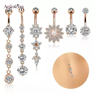 AqToCna 6 Chiếc 14G Thép Không Gỉ Pha Lê Bụng Nút Nhẫn Rốn Nhẫn Xuyên Trang Sức AqToCna