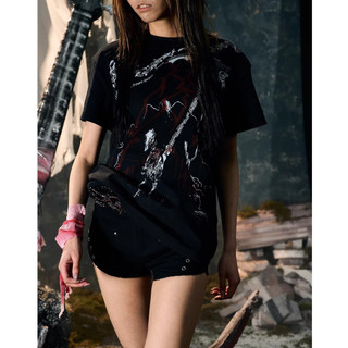 Áo thun nam tay ngắn phong cách punk truyền thống Mỹ, cổ điển