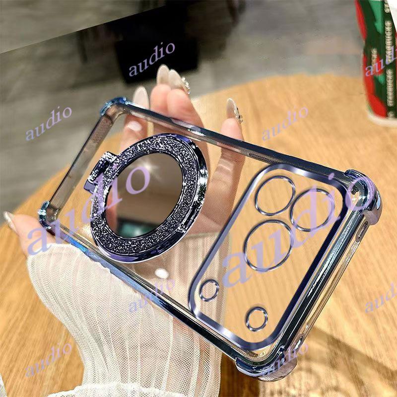 Ốp điện thoại trong suốt mạ bốn góc HONOR 600 Pro 5G có giá đỡ gương cho Honor 600 Pro Smart Honor600 Pro 5G 2026 Ốp lưng silicon mềm chống sốc cho Honor 600Pro 5G