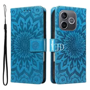 Ốp Lưng Cho Honor 600 Lite Dập Nổi Da Hướng Dương Khe Cắm Thẻ Dây Đeo Tay Chống Rơi Vỏ Điện Thoại