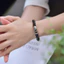 Vòng tay Obsidian Unisex - Đá mắt Hawk - Bùa hình chữ vạn bạc Tây Tạng - Hạt hình học - Thoải mái mịn màng - Mạ bền - Thiết kế dân tộc