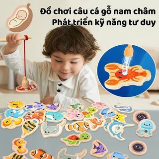 Đồ chơi câu cá từ tính bằng gỗ An toàn Không độc hại Tăng cường kỹ năng vận động nhận thức Trẻ mới biết đi 18-36 tháng Chơi