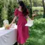 Đầm ren kiểu Pháp chữ A, tay phồng, chất liệu mỏng nhẹ, phù hợp mùa hè