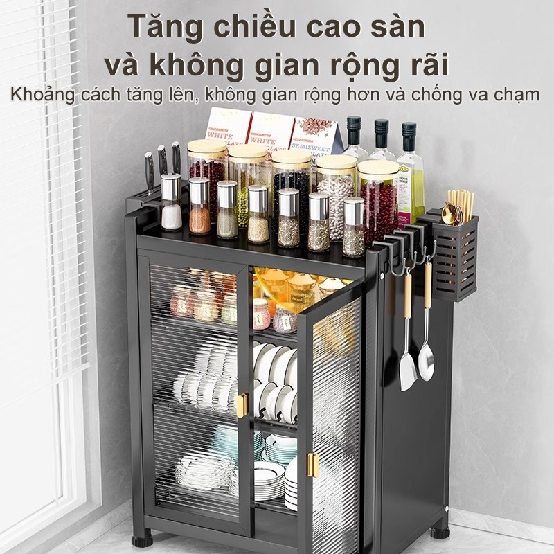 Kệ tủ đa năng thép carbon chống bụi Tủ bếp chén có nắp đậy Kệ để đồ