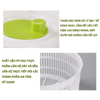 Salad Spinner Máy Sấy Rau Củ Dung Tích Lớn PP Rõ Ràng Bát Thoát Nước Nhanh Nhà Bếp Bảo Quản
