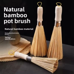 Bàn Chải Chảo Tre 25cm Nồi Nhà Bếp Chà Tay Cầm Bằng Gỗ Thân Thiện Với Môi Trường