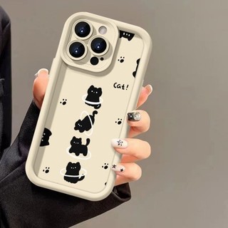 Dành Cho IPhone17 16 15 14 13 12 11ProMax X XR XSMax 7Plus Vui vẻ dễ thương mèo đen trường hợp điện thoại