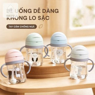 Bình Sữa Cho Bé Chống Choker Ống Hút Cốc Chịu Nhiệt Tay Cầm Huấn Luyện Bình Nước Sữa PC