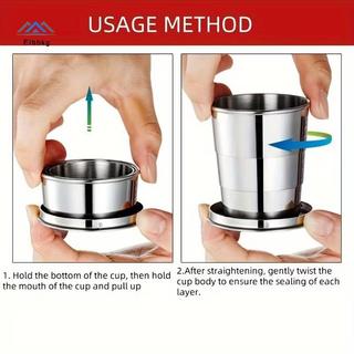 ELBBKG 250ml Cốc gấp bằng thép không gỉ Du lịch ngoài trời Cắm trại Cốc nước có thể gập lại di động có móc khóa Cốc trà có thể thu vào mới