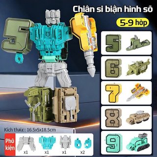 Bộ đồ chơi Robot số biến hình 0 9 Máy bay không gian quân sự Xe tăng STEM Học tập cho trẻ em