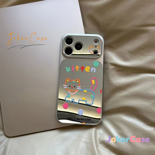 Ốp Lưng Cho IPhone 11 16 15 17 12 13 14 Pro Max 7 15 16 8 Plus XR XS MAX Bề mặt gương Graffiti mèo đầy màu sắc