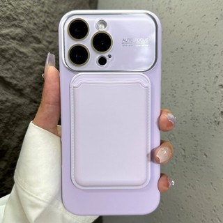 Ốp Lưng Thẻ Từ Cửa Sổ Lớn Silicon Sang Trọng Cho Điện Thoại Di Động iPhone17 Pro Max 16 15 14 Pro Max Bảo Vệ Camera Chống Sốc Ốp Lưng Mềm Chống Rơi