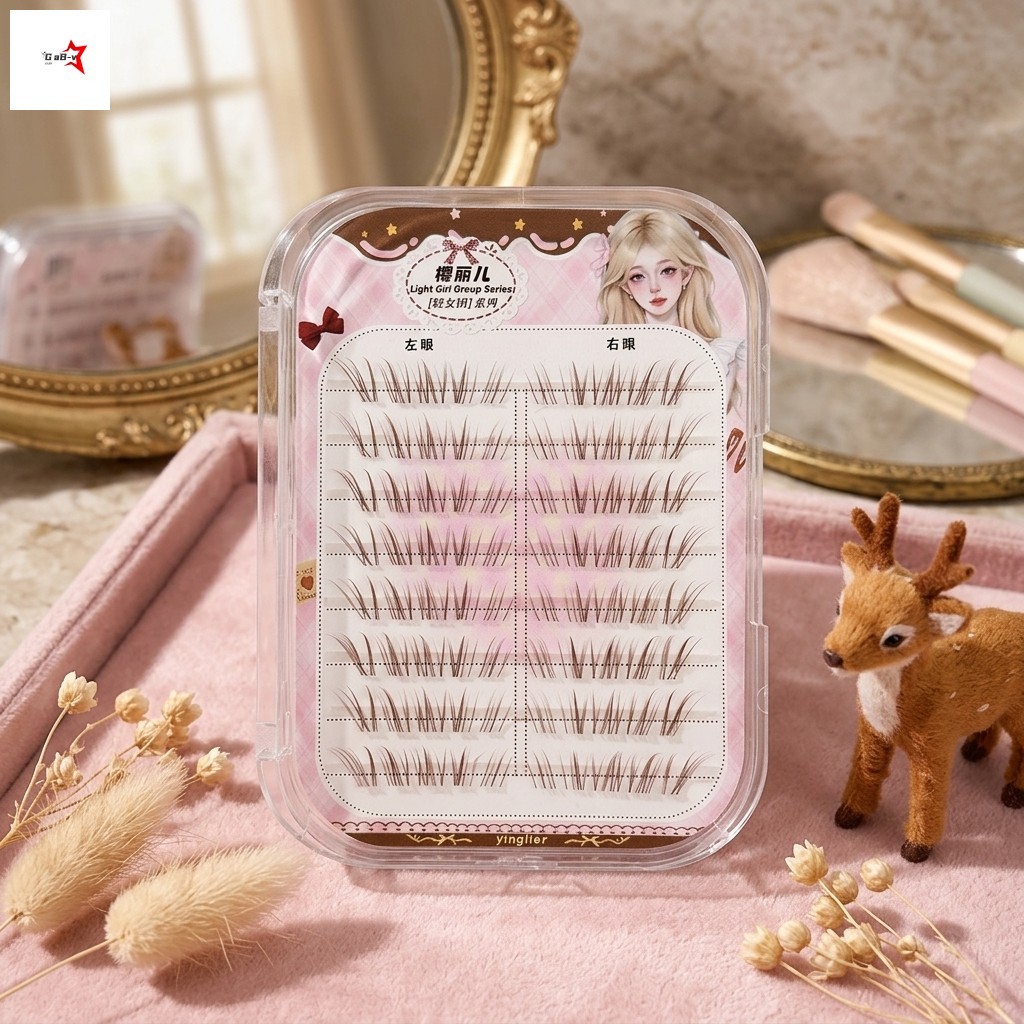 COD+Nhíp tặng kèm🎁 Mi cụm tự nhiên mắt nai C Curl 9-13mm mềm nhẹ không cộm dễ dán dùng hàng ngày