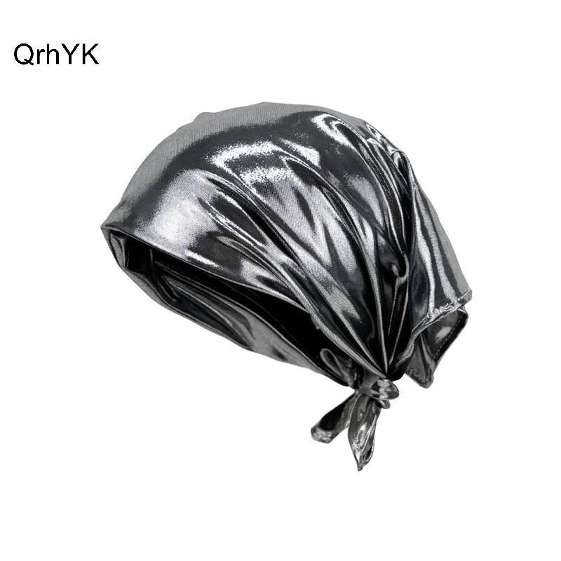 Nhà Máy Thời Trang Y2k Retro Da PU Khăn Trùm Đầu Nữ Mùa Hè Vuông Khăn Hip Hop Mũ Kerchief Mềm Thoáng Khí Cho Trang Phục Thời Trang QrhYK