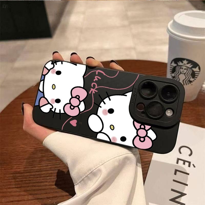 Ốp điện thoại silicon mềm Hello Cat Luck bảo vệ camera chống sốc - iP 7/8/X/XS/11/12/13/14/15/16/17/Plus/Pro/Max/Air