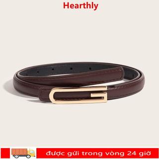 Thắt lưng khóa trượt kim loại HEARTHLY, Thắt lưng da mỏng dành cho nữ, Thiết kế sang trọng đa năng Dây thắt lưng hợp thời trang