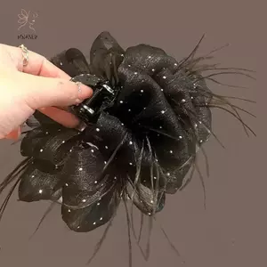 HNKMP Thời Trang Gypsophila Lông Vũ Kẹp Tóc Cá Mập Kẹp Tính Khí Pháp Vuốt Kẹp Phụ Kiện Tóc.