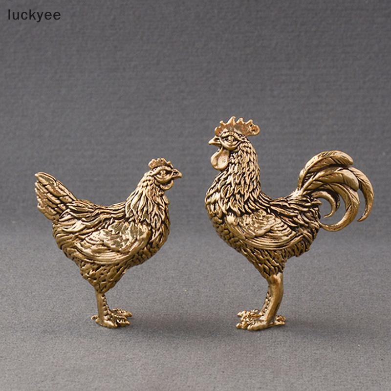 Luckyew 1 / 2 Chiếc Thu Nhỏ Đồng Gà Trống Và Gà Mái Đồ Trang Trí Đồng Chắc Chắn Gà Trống Tượng Nhỏ Văn Phòng Để Bàn Đồ Trang Trí Trà Đồ Trang Trí Thú Cưng TQ