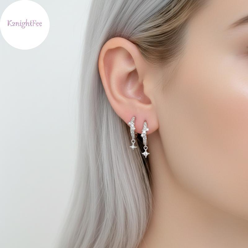 K2nightFee Nữ Hình Học Vòng Bông Tai Có Zircon Tai Bule Trang Sức Hiện Đại Cho Sinh Nhật Và Ngày Lễ VN