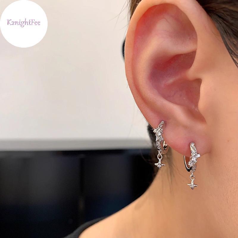 K2nightFee Nữ Hình Học Vòng Bông Tai Có Zircon Tai Bule Trang Sức Hiện Đại Cho Sinh Nhật Và Ngày Lễ VN