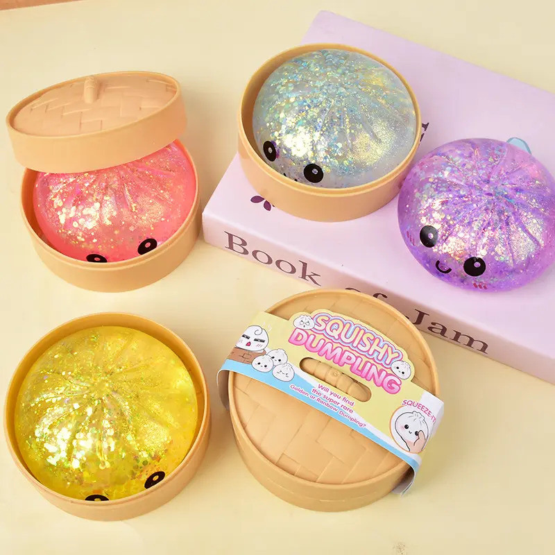 Đồ chơi mềm hình bánh bao lấp lánh VN, Hộp quà bí ẩn, Mô hình thực phẩm mềm màu sắc tươi sáng, Đồ chơi cảm giác bóng bóp giảm căng thẳng.