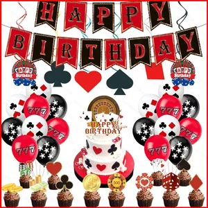ST2 Poker Casino Phim Đêm Theo Chủ Đề Trang Trí Kỷ Niệm Tiệc Khăn Trải Bàn Biểu Ngữ Đĩa Giấy Dùng Một Lần Bộ Đồ Ăn TS2