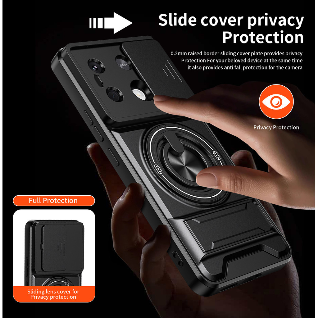 Ốp Điện Thoại Đa Năng Sang Trọng Thích Hợp Cho Redmi Note 13 14 15 16 12 Pro Plus 5G Dây 360°Giá đỡ vòng có vỏ máy ảnh Vỏ bảo vệ toàn diện chống sốc