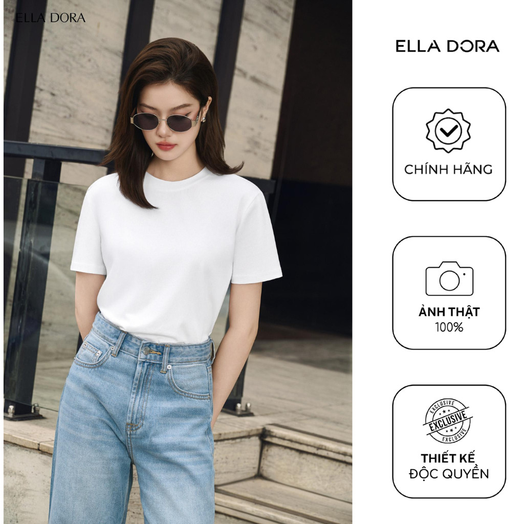 Áo thun nữ ELLA DORA form rộng thiết kế thanh lịch trẻ trung 4 màu TRẮNG/ ĐEN/ TÍM/ XANH [AT30]