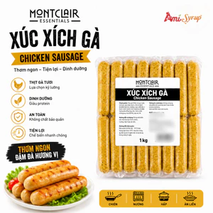 Xúc Xích Gà Montclair Essentials 1kg Chicken Sausage Chế Biến Từ Thịt Gà Tươi Giàu Protein Dễ Ăn