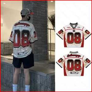 Áo thun mùa hè YB1 hiphop jersey cổ chữ V dáng rộng tay ngắn hàng đầu dạo phố BY1