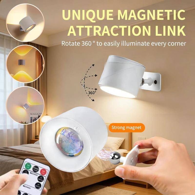 CANAMEK Đèn tường LED từ tính có thể sạc lại Điều khiển từ xa không dây xoay 360 độ cho phòng khách Hành lang phòng ngủ CSF