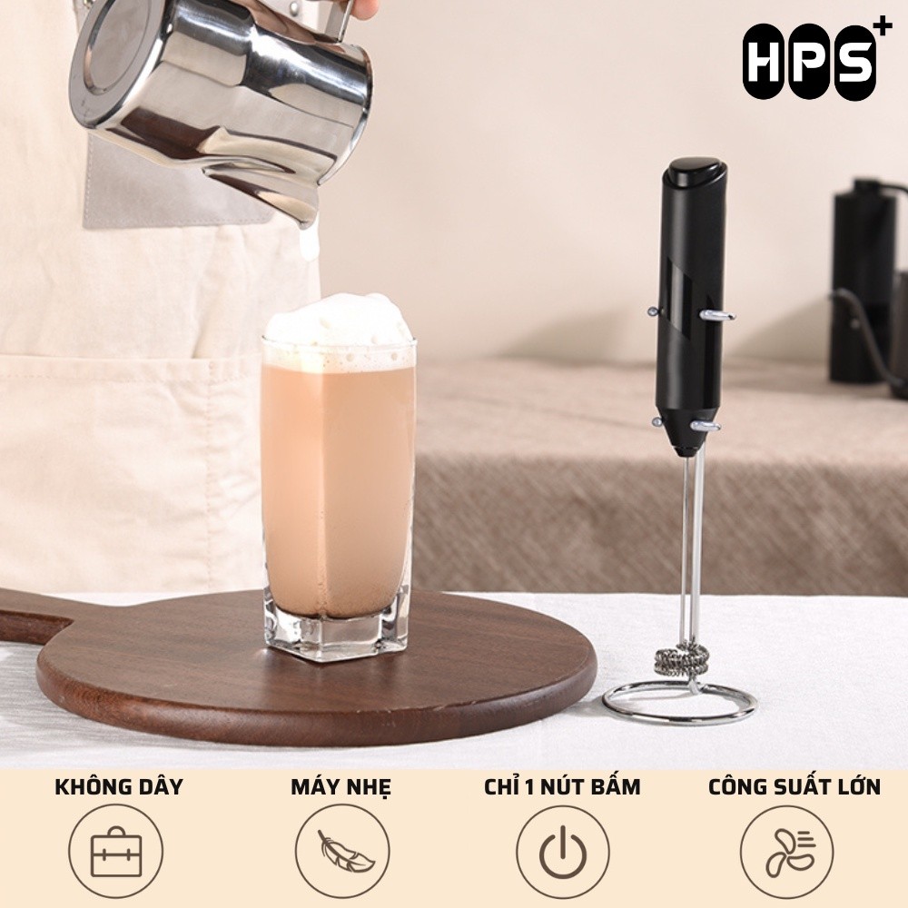 (LOẠI 1) Máy Đánh Bọt Cà Phê Cầm Tay HomeMate CÓ GIÁ ĐỠ, Máy Đánh Trứng Mini Inox 304 Sử Dụng Pin Đa Năng