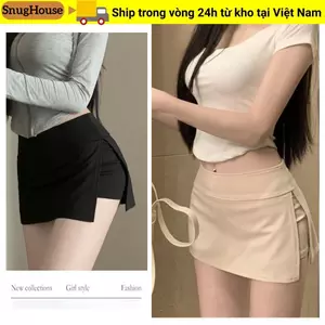 SNUGHOUSE Quần Váy Nữ, Gói Khe Cao Cấp Hông Váy Mini, Đơn Giản Chống Nhám Màu Trơn Gợi Cảm Váy Ngắn Mùa Hè