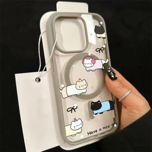 Ốp bảo vệ iPhone họa tiết mèo hoạt hình Sạc từ tính Chống trầy xước - iP 7/8/X/XS/11/12/13/14/15/16/17/Plus/Pro/Max/Air