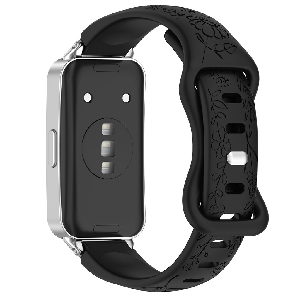 Dây đeo họa tiết chạm khắc hoa hướng dương cho Huawei Band 11 / 11Pro / 10 8 9 Dây đeo đồng hồ mềm có thể điều chỉnh có thể thay thế