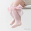 0-2yers Bé Gái Đầu Gối Tất Cao Lưới Thoáng Khí Nơ Lớn Co Giãn Vớ Chống Trơn Trượt Mùa Hè
