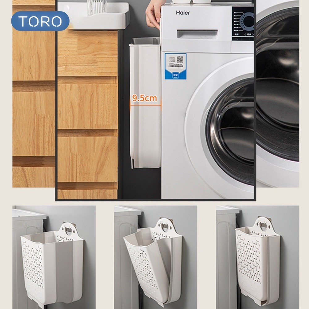 Giỏ Đựng Quần Áo HomeMate Treo Tường Gấp Gọn, Giỏ Đựng Đồ Giặt Nhựa TPR Kèm Miếng Dán Tiện Lợi