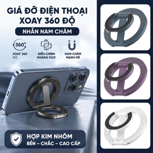 Giá Đỡ Điện Thoại Di Động Xoay 360 Độ,nhẫn nam châm giữ điện thoại, Hợp Kim Nhôm, Điều Chỉnh Ngang Dọc