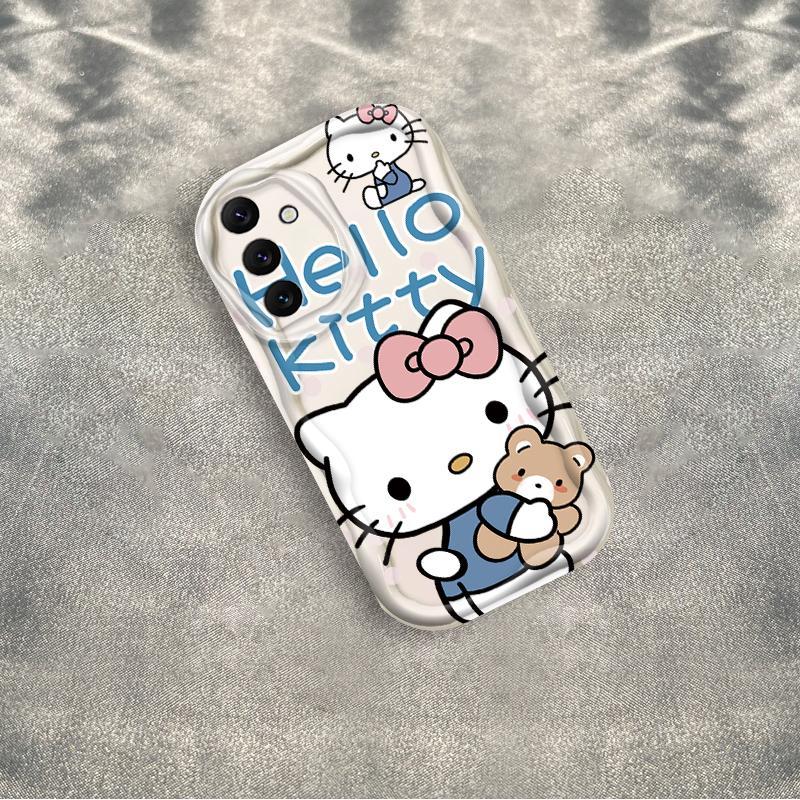 Thích hợp cho Samsung A04S A05S A13 5G A14 A15 A16 A17 A25 A35 A55 A56 Phụ kiện kem 3D Soft Kitty Rilakkuma TPU Vỏ điện thoại chống sốc