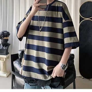 Áo thun nam nữ sọc cotton nguyên chất cao cấp đường phố cổ điển
