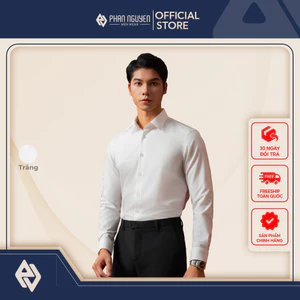 Áo sơ mi trắng công sở nam cao cấp Phan Nguyễn, chất liệu modal mềm mát, form slim fit SMD.1548