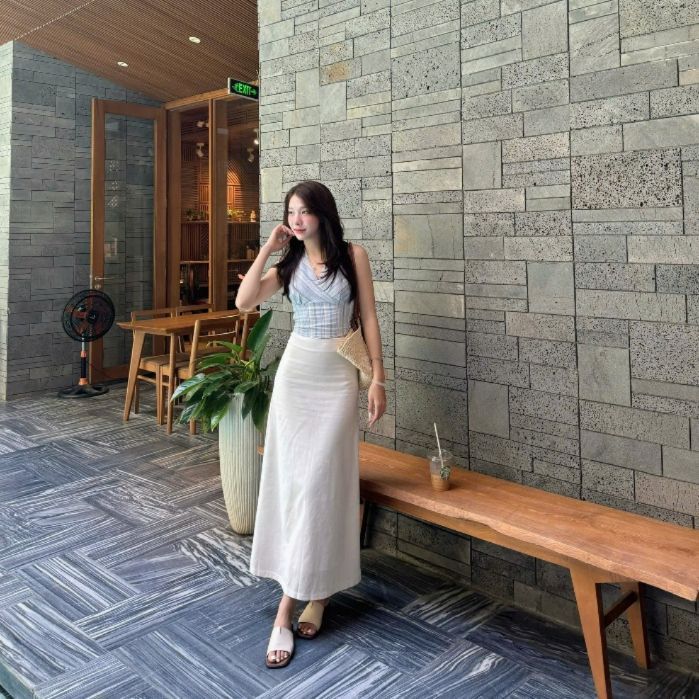 Chân Váy LINEN THÔ Dáng Dài 88cm Có Lót Trong Hàn Quốc OLDSCHOOL Hàng Đẹp - SamHi Closet